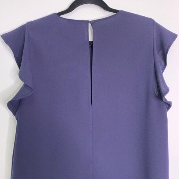 Aritzia Babaton Chaplin Flutter Sleeve Blouse Navy - Picture 3 of 16